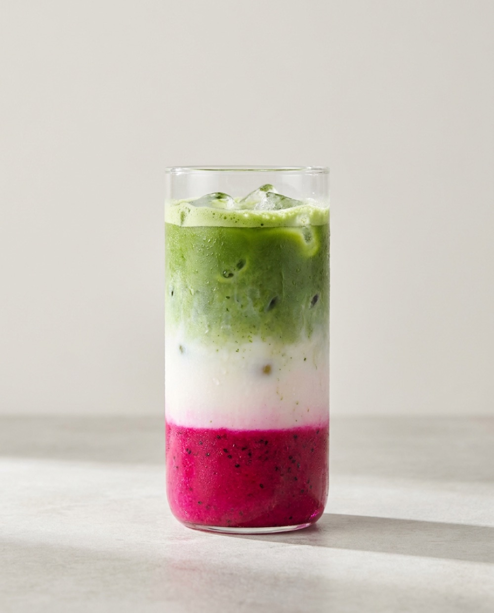 Dragonfruit Matcha — dragon fruit purée with your choice of milk and premium matcha at Ventura Wynwood